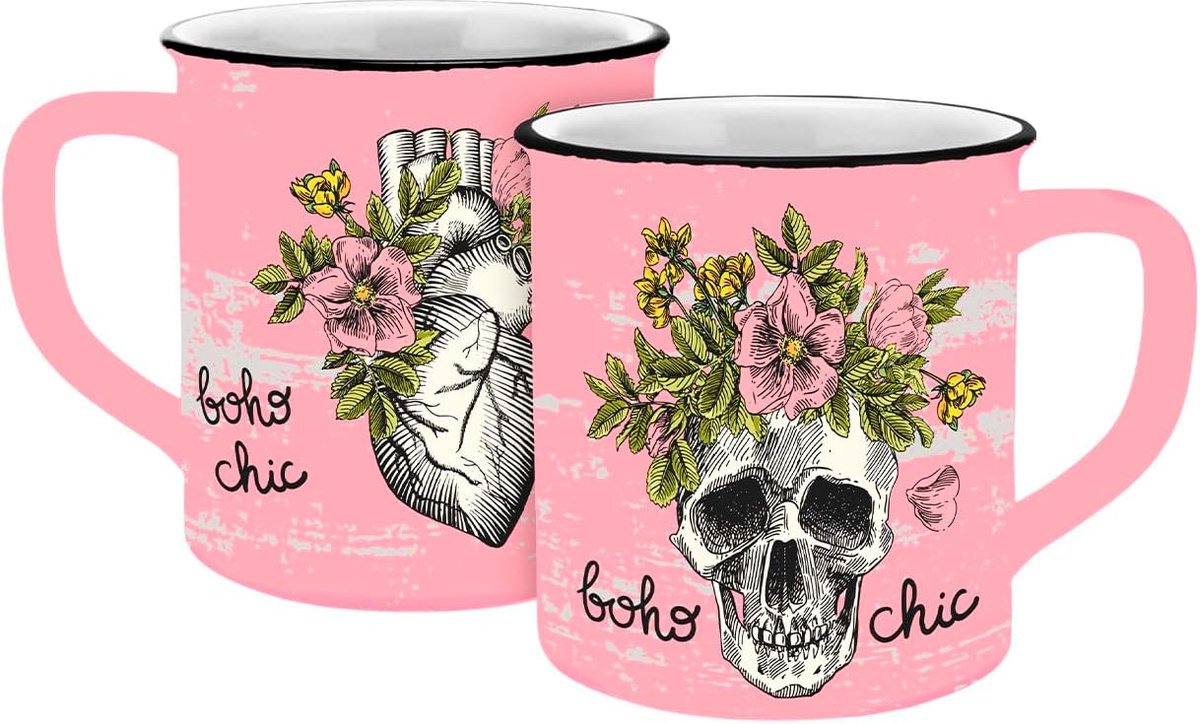 Skull bohochic emaille look 400 ml