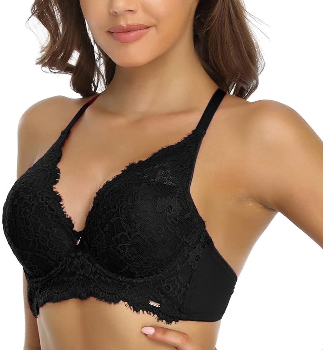 Dames Beha Push Up BH met Beugel Kant Beha T Shirt Diepe Hals Bh's Lingerie Kruis Achter