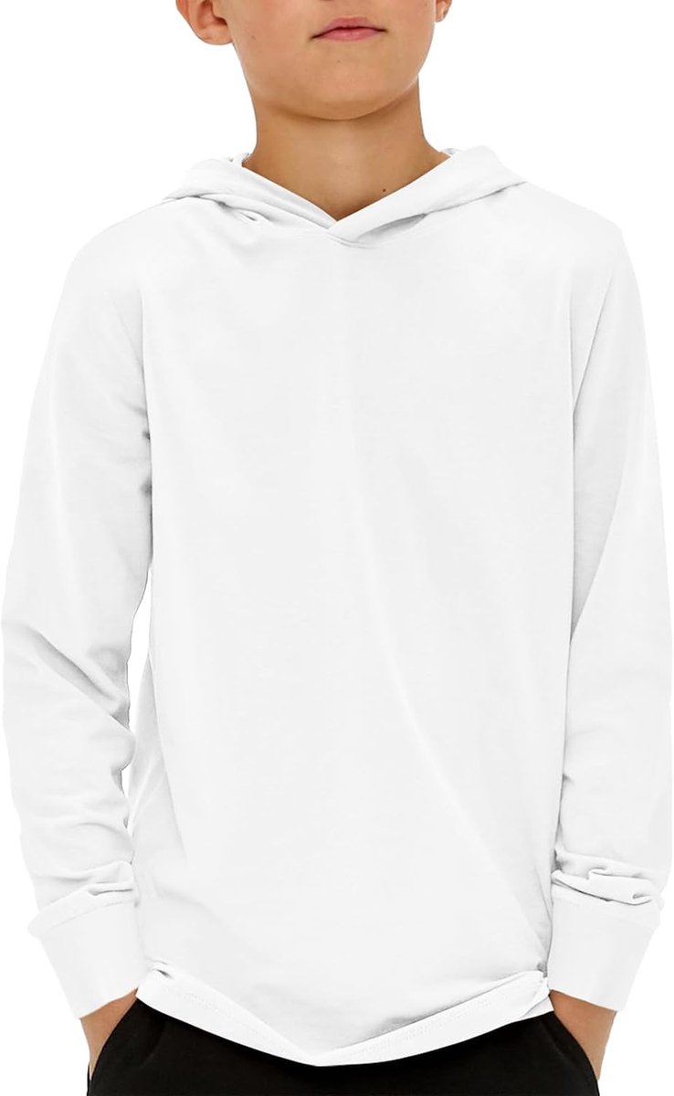 Jongens capuchontrui lange mouwen effen hoodie kinderen regular fit basic hooded sweatshirt 5-14 jaar