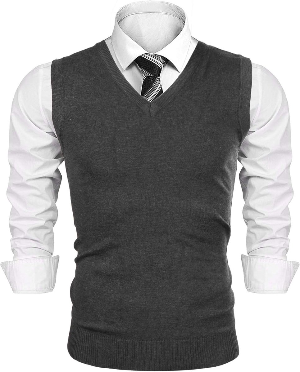 Pullunder voor heren vest heren gebreid vest mouwloos regular fit V-hals effen
