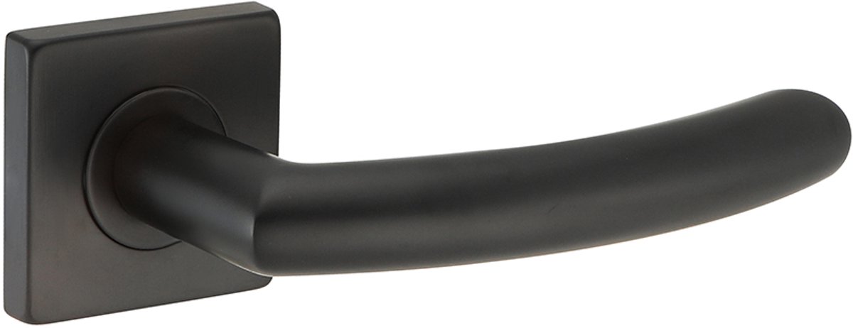 Deurkruk (2x) Donna rond 20mm haaks op vierkant rozet mat zwart PVD gecoat | Zwarte raamsluitingen | Zwarte raamsluitingen | Zwarte raamsluitingen |