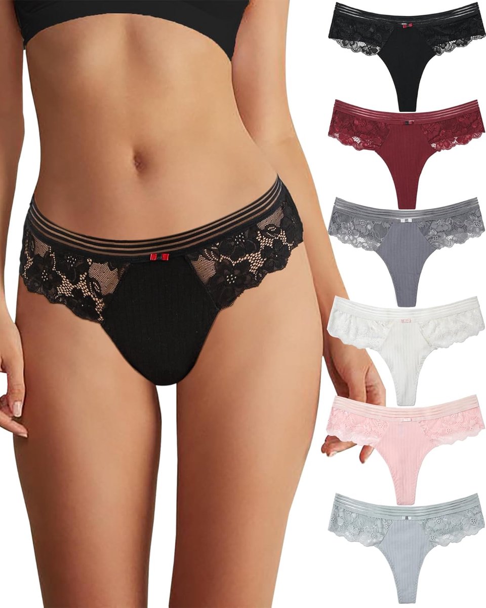 Set van 6 tanga dames sexy bikini kant tanga katoen slip stretch hipster comfortabele broek ondergoed S-XL