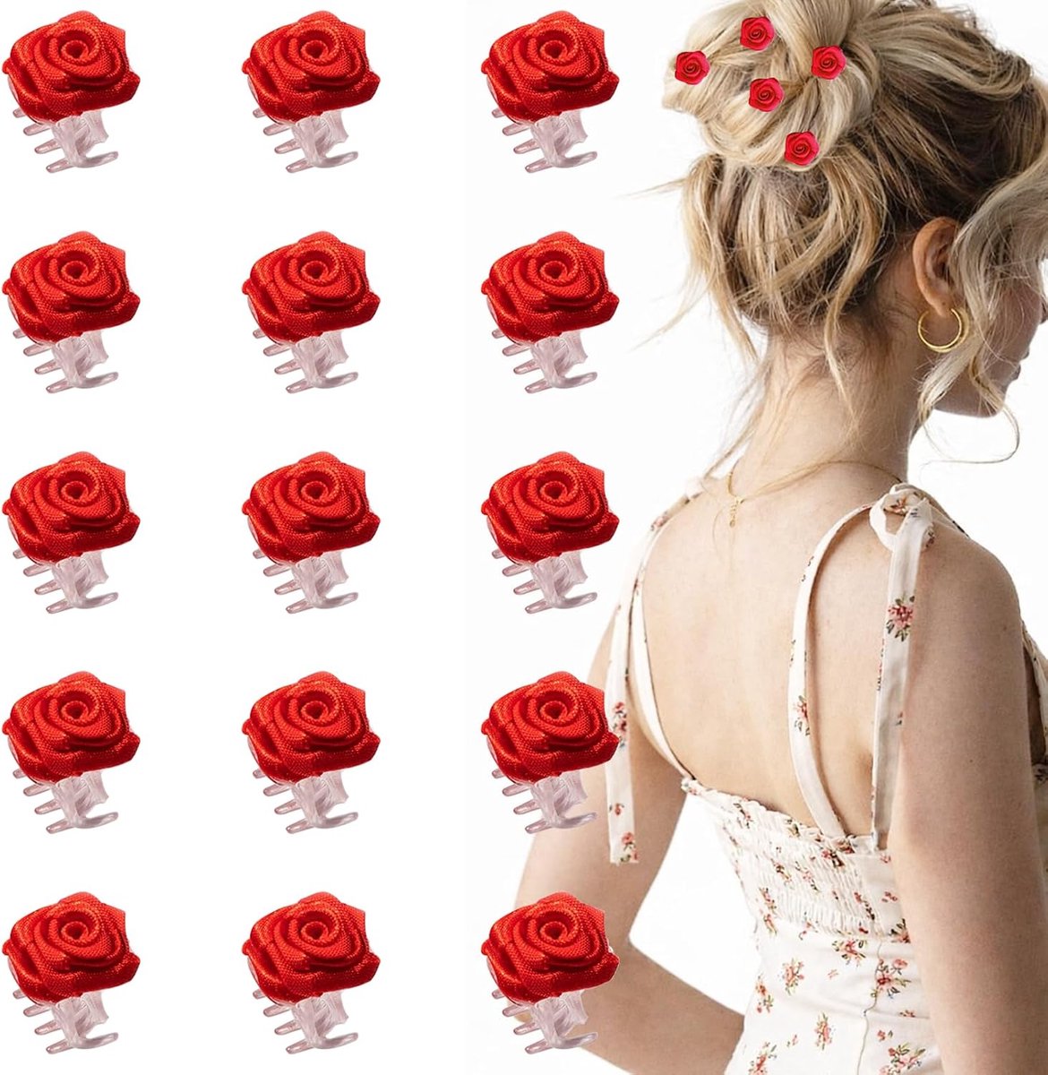 Haarspelden, bloemen haarspeld haarspeld bloem met rode rozen, rode haaraccessoires klederdrachthaaraccessoires dames bloemen, voor bruiloften en feesten