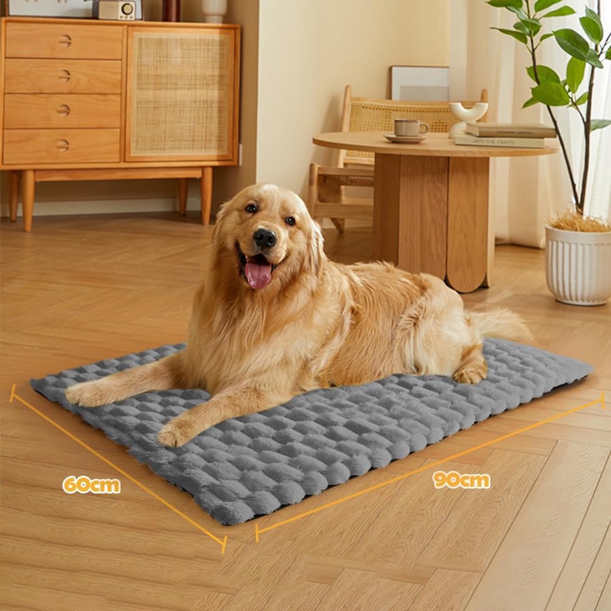Zelfverwarmende deken, voor katten en honden, wollig, zelfverwarmende kattendeken zonder kabel, warmtedeken, elektrische deken zonder stroom, wasbaar, thermische deken, kattenkussen, grijs, 90