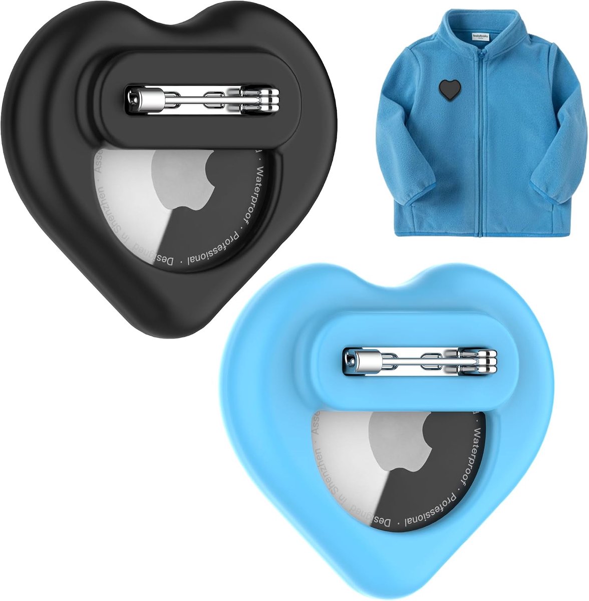 Houder voor kinderen (2 stuks), verborgen siliconen hoes voor Air GPS-tracker kinderen met onzichtbare pin, anti-verloren, voor ouderen/bagage/kleding/schoenen/rugzak