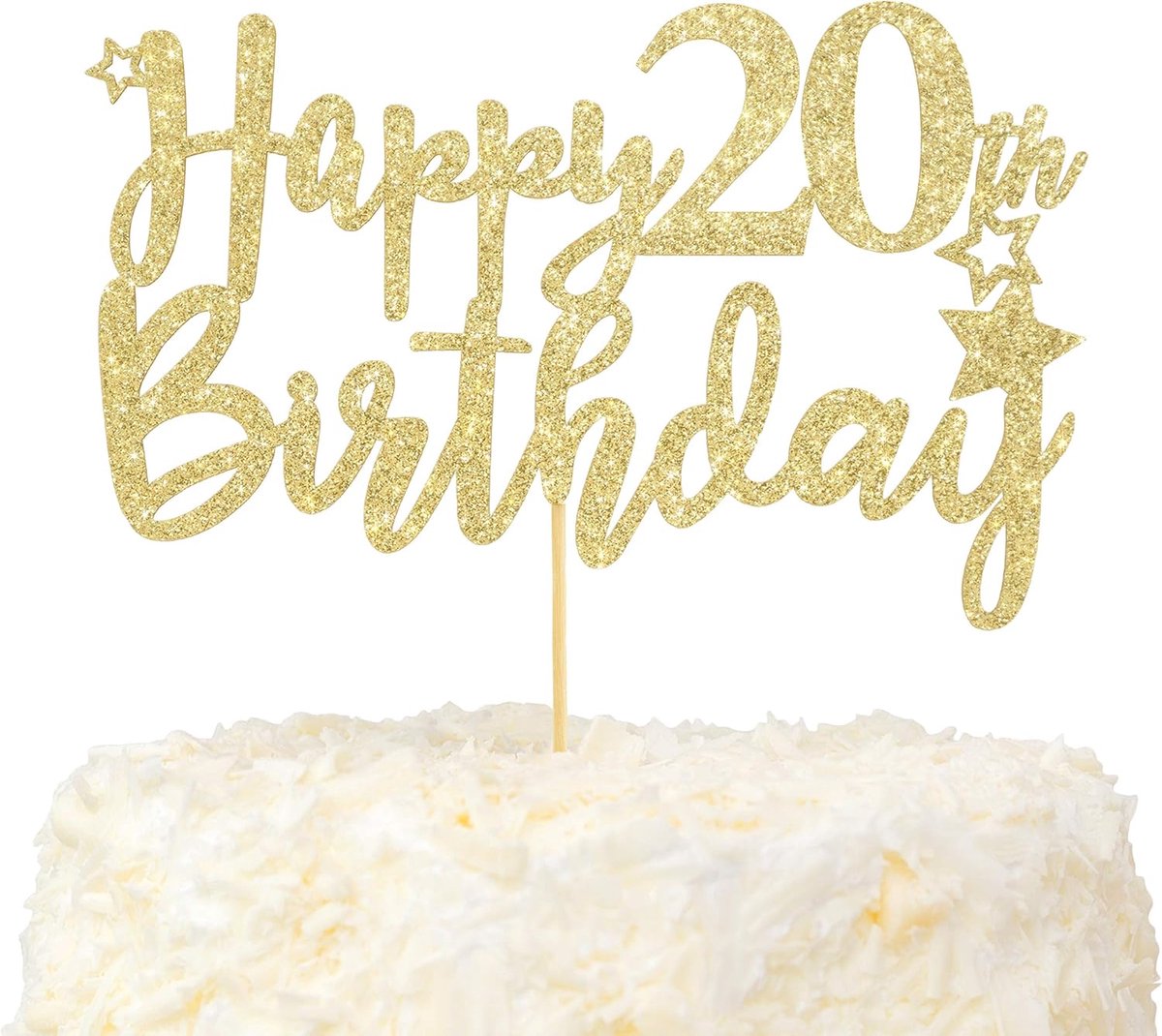 Happy 20e Verjaardag Taarttopper Hallo 20 Fantastisch Taartdecoratie Goud Glitter Proost op 20 Jaar Feestartikelen Decor