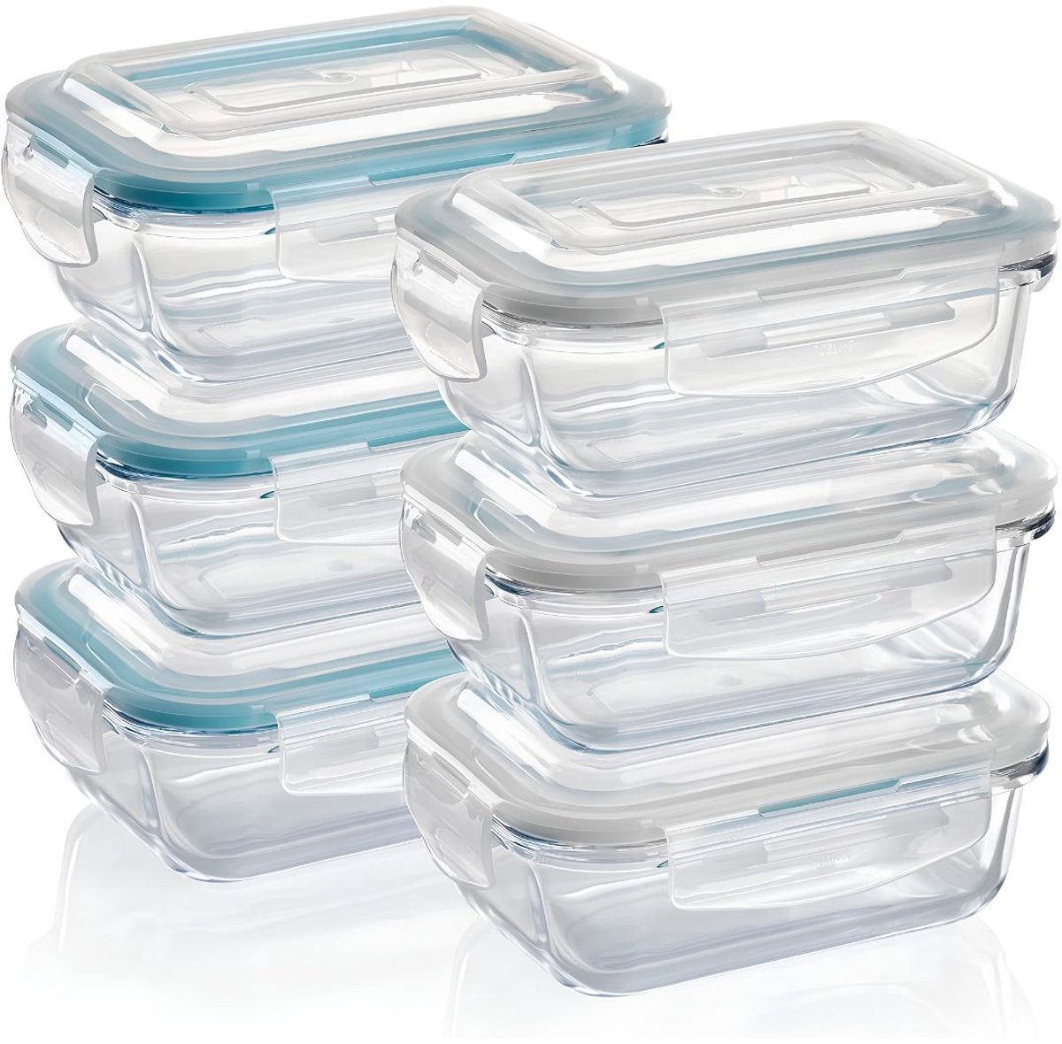 JCP® Ovenschaal met Deksel - Ovenschaal met Deksel Glas - Vaatwasserbestendig - Grijs/Blauw - 26cm x 20cm x 18cm