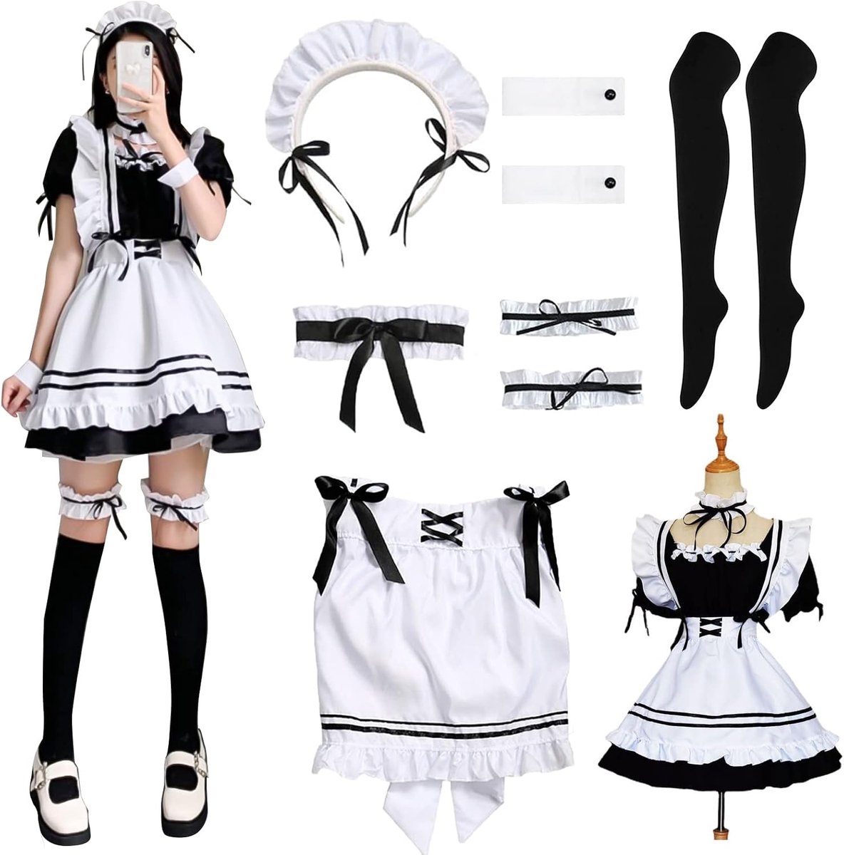 Maid Dress Anime Maid Cosplay jurk klassiek dienstmeisje kostuum Kerstmis Halloween kostuum
