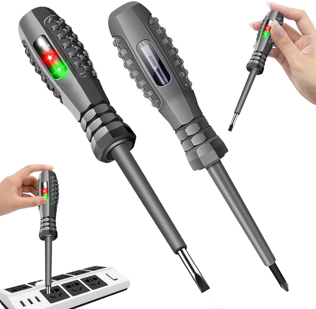 2 stuks schroevendraaier, 2-in-1 sterk koppel fasetester met stroomptester, elektricien schroevendraaier
