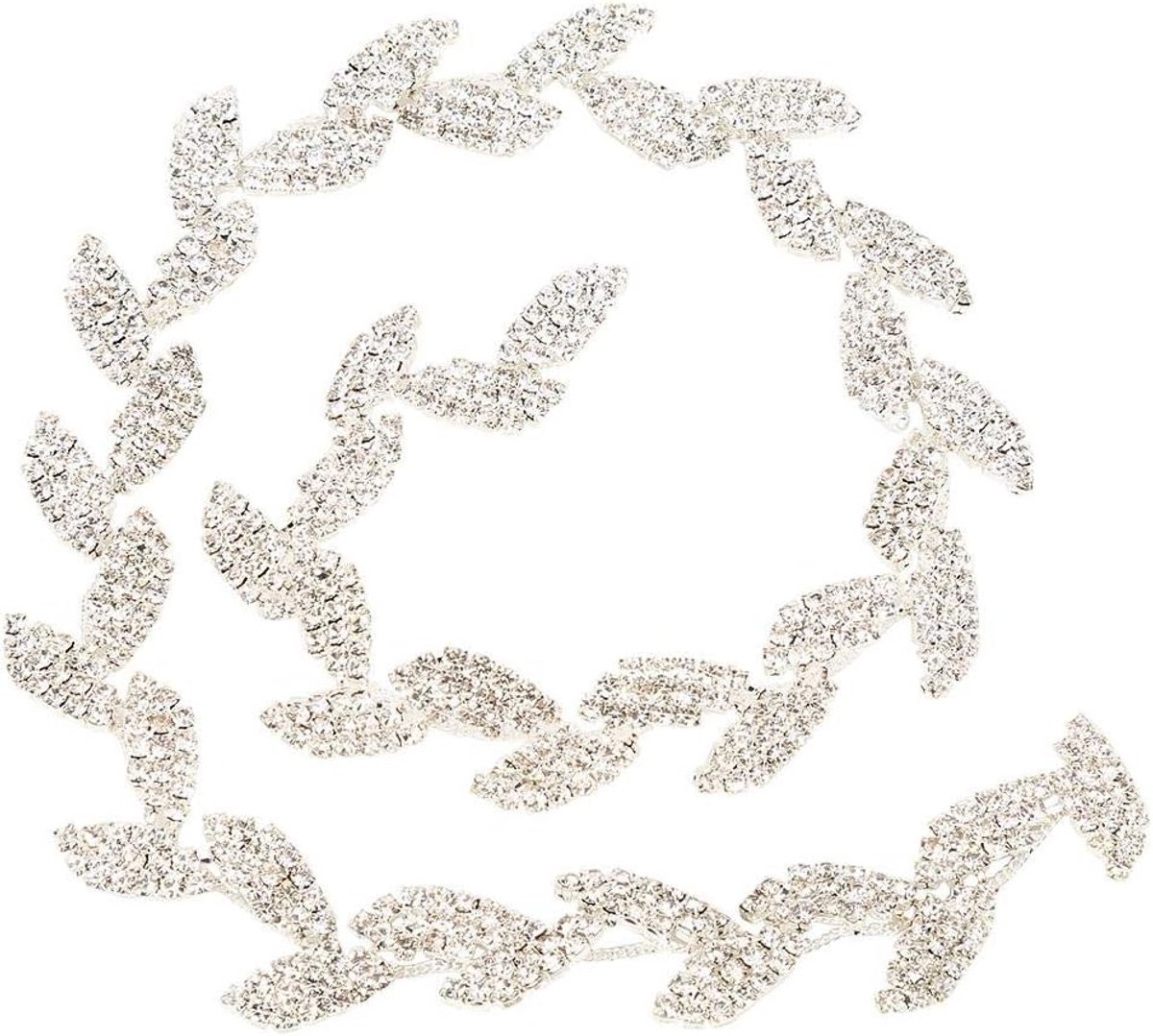 Bladvormige Applicatie Trim - 1 Yard Elegante Transparante Glazen Sierrand - Zelfklevende Kristal Band voor Bruidsjurk, Hoofdtooi, Avondjurk en DIY Accessoires