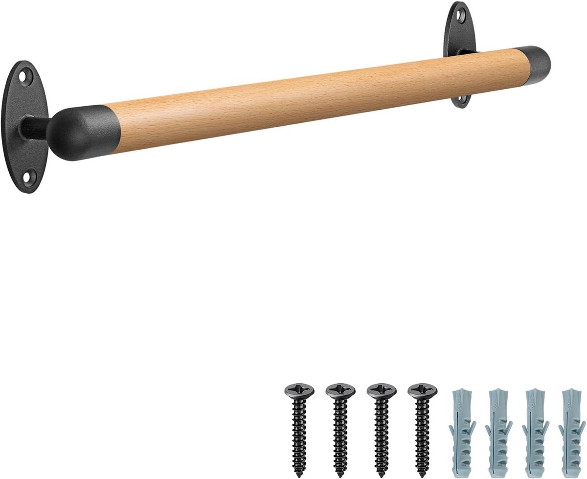 26 Inch Houten Trapleuning Indoor Wandmontage Stevige Metalen Beugels - Barrièrevrije Ouderen Trapleuning