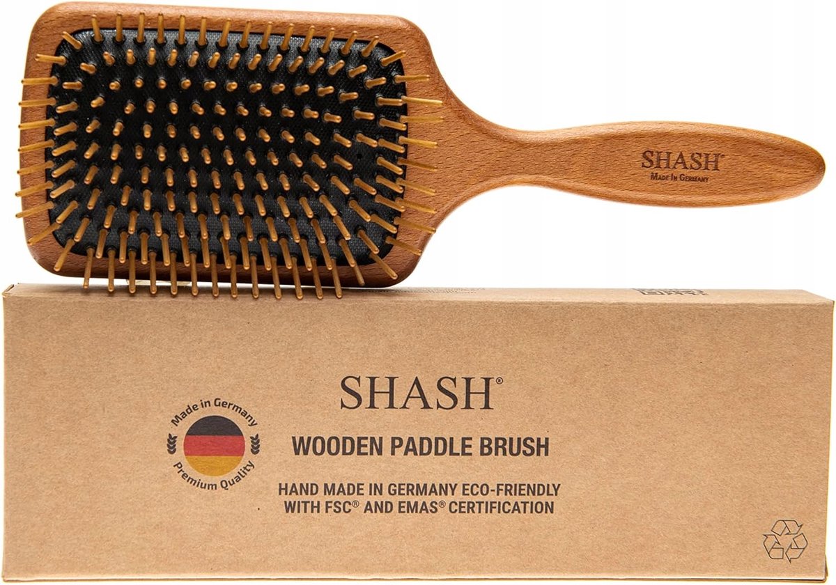SHASH Houten Haarborstel met Zachte Pinnen - Ideaal voor Ontklitten
