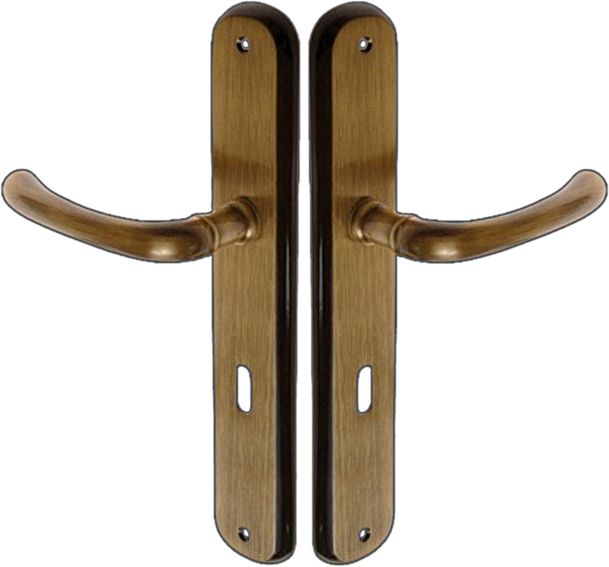 Deurklink GAJA met sleutelplaat, 72 mm, messing patina