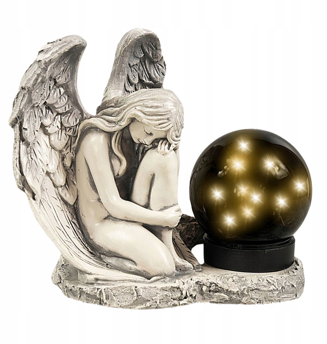 Merloos Gipsen Engel Grafdecoratie met Zonne-LED Lamp