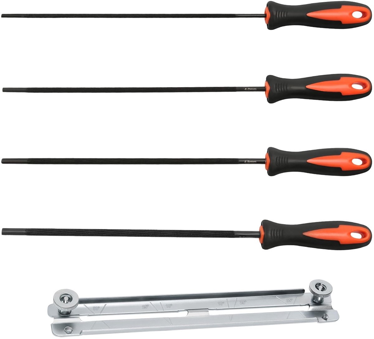 SolidKeus - Set van 4 Chainsaw Files met Handvat, Diverse Maten