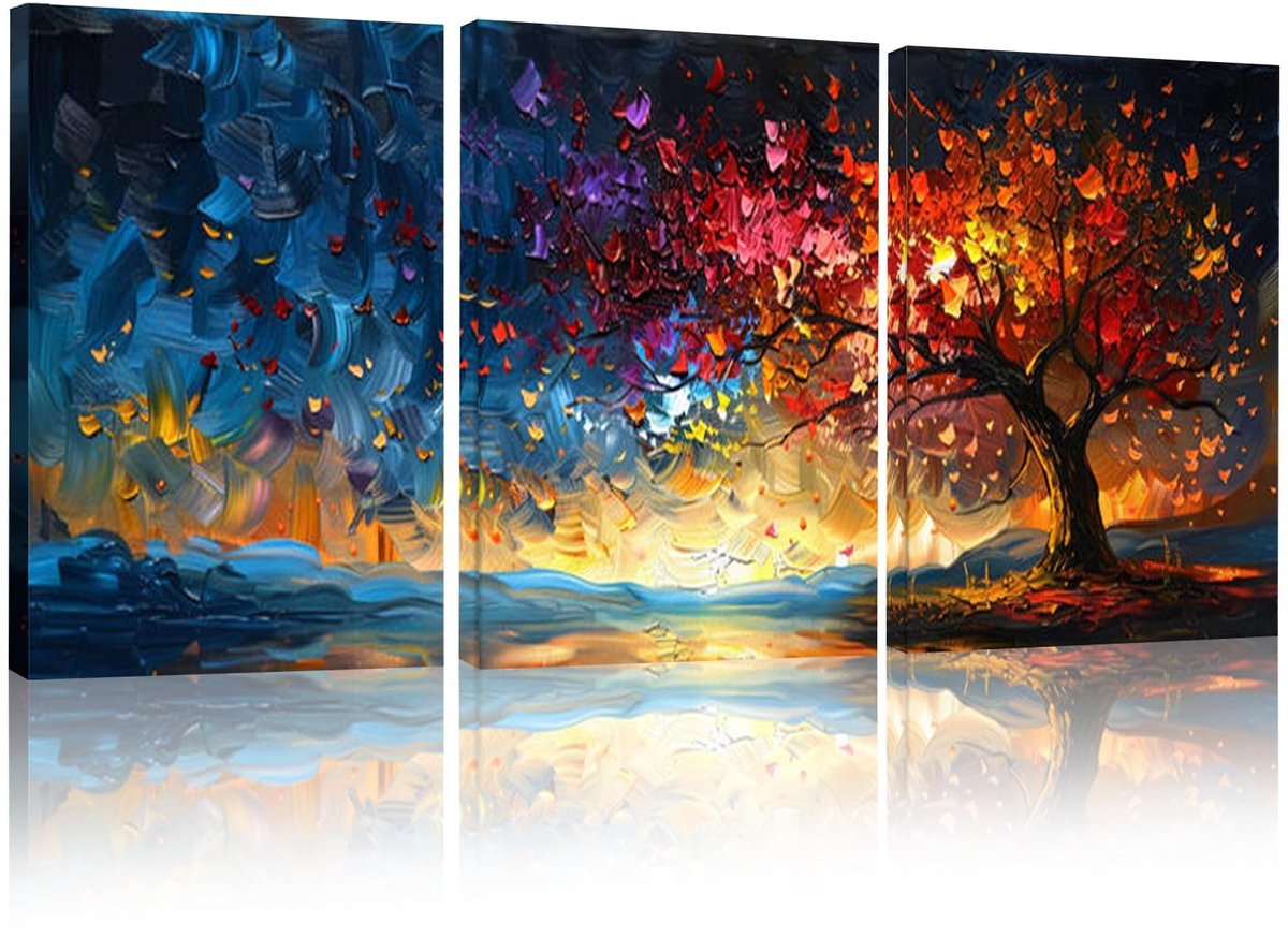 SolidKeus - Set van 3 Ingelijste Canvasafdrukken 30x40cm voor Wanddecoratie