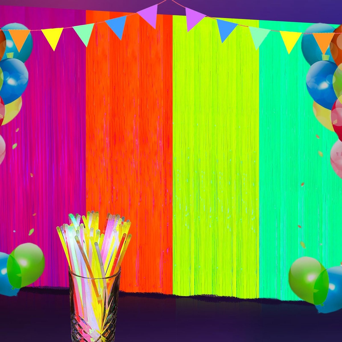 SolidKeus - Set van 4 Glow Party Fringe Curtains voor Feestdecoratie