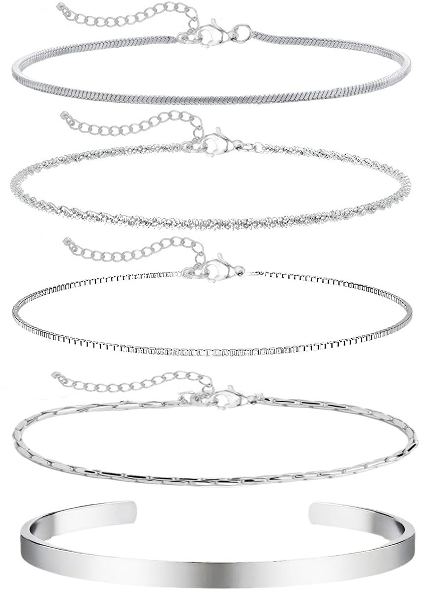 SolidKeus - Set van 5 Verstelbare RVS Armbanden voor Mannen