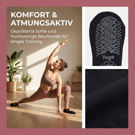 SolidKeus - 2 Paar Dames Yoga Sokken met Antislip Grip en Crossband van solidkeus — afbeelding 4