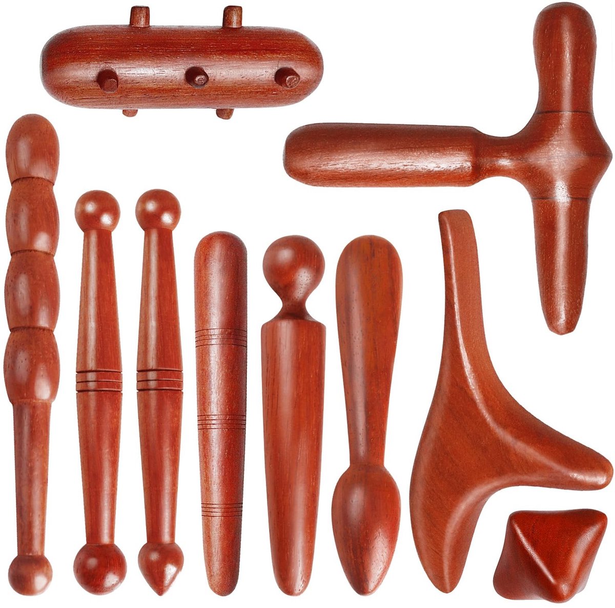SolidKeus - Set van 10 Houten Triggerpoint Massageapparaten
