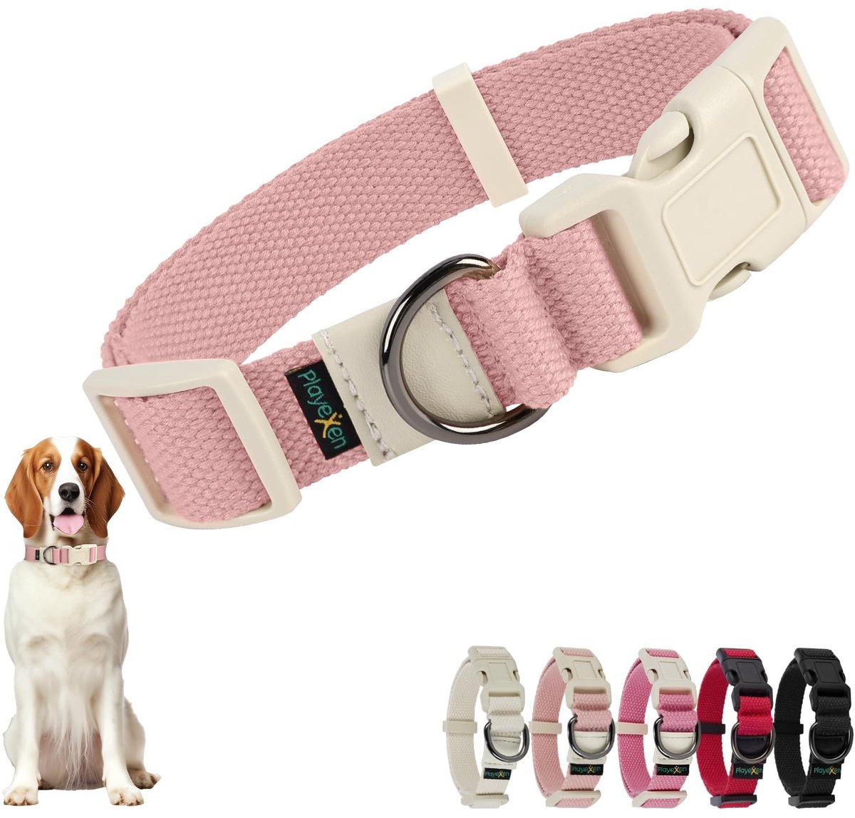 SolidKeus - Verstelbare Hondenhalsband van Katoen voor Kleine en Grote Honden