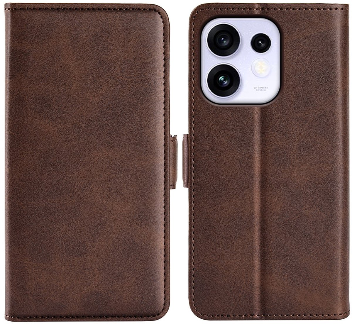 MobyDefend Hoesje - Geschikt voor Oppo Reno16 / 16 Pro - Luxe Wallet Book Case (Sluiting Zijkant) - Bruin