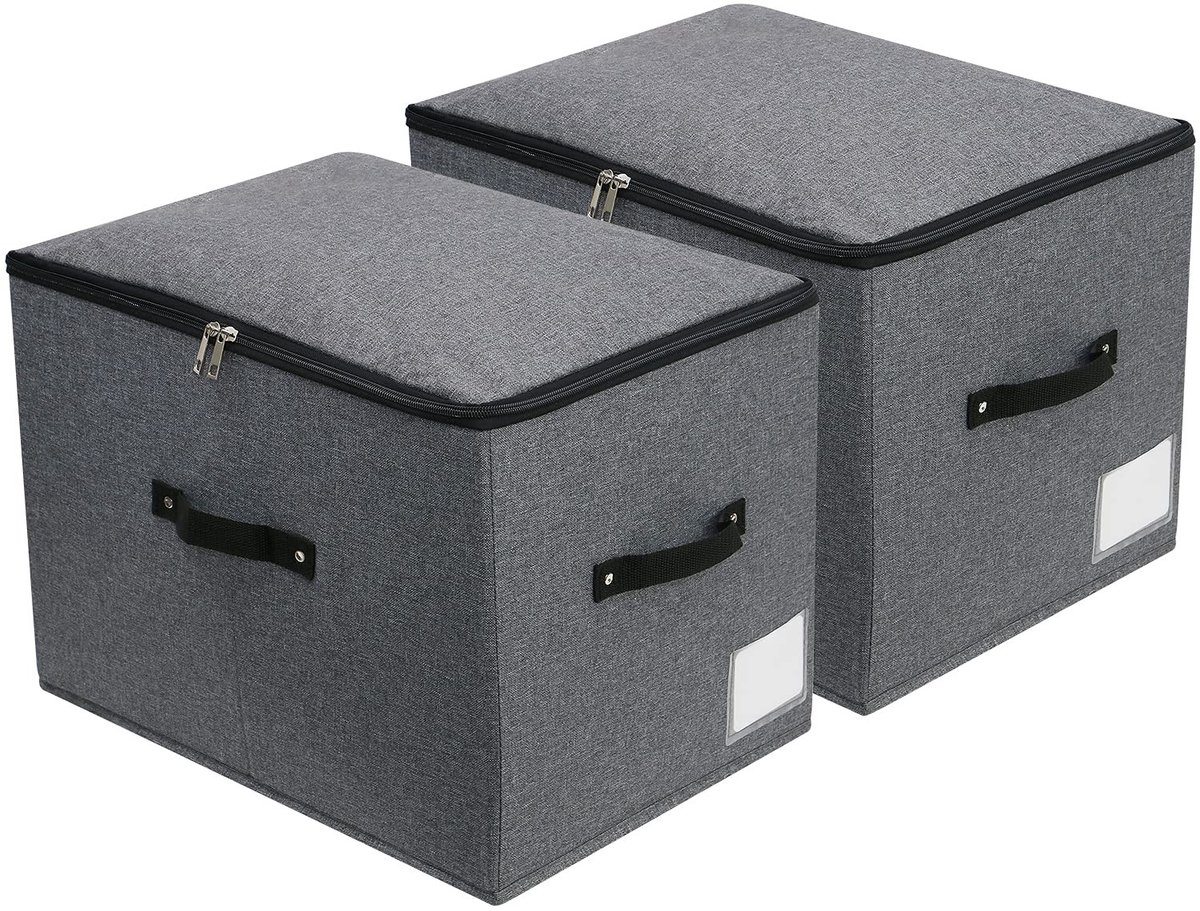 SolidKeus - Set van 2 Vouwbare Opbergdozen met Ritssluiting voor Kleding en Dekens