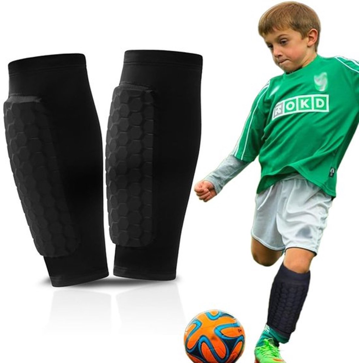 Voetbalscheenbeschermers Kinderen - Antislip - Sokken - Sport - Hardlopen - Schokbestendig - Scheenbeschermers