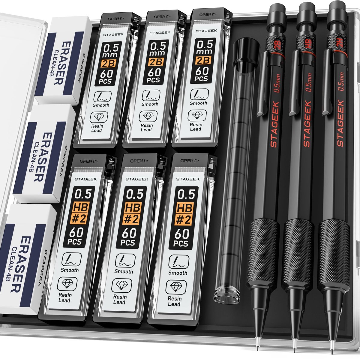 SolidKeus - 0.5 mm Mechanische Potloodset met 3 Stuks voor Buiten