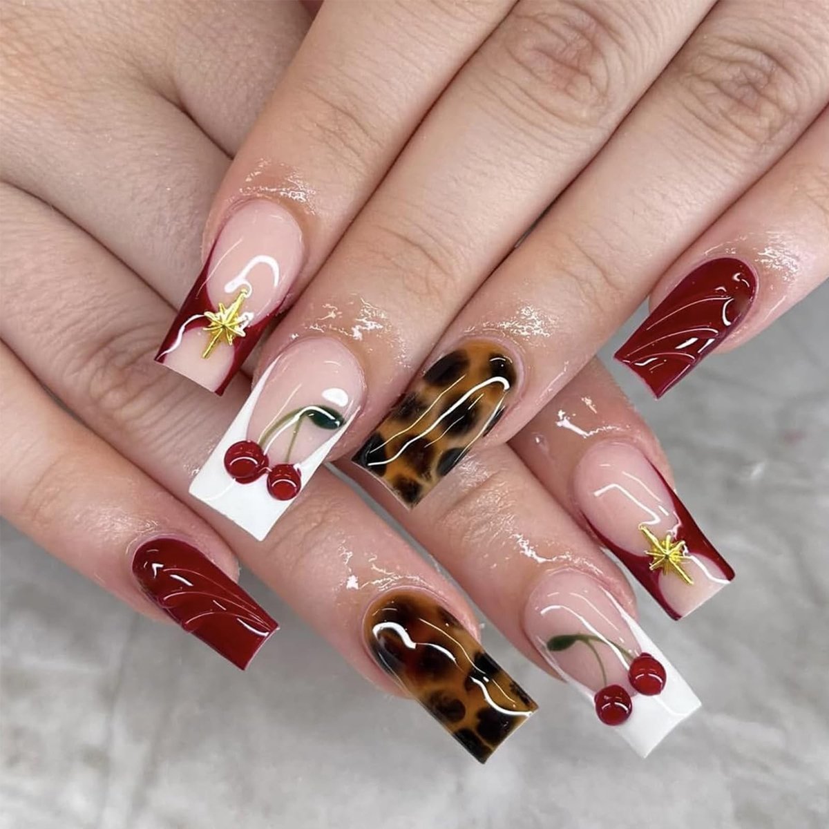 SolidKeus - 24 Stuks Acryl Kunstnagels met Luipaardprint en 3D-Design