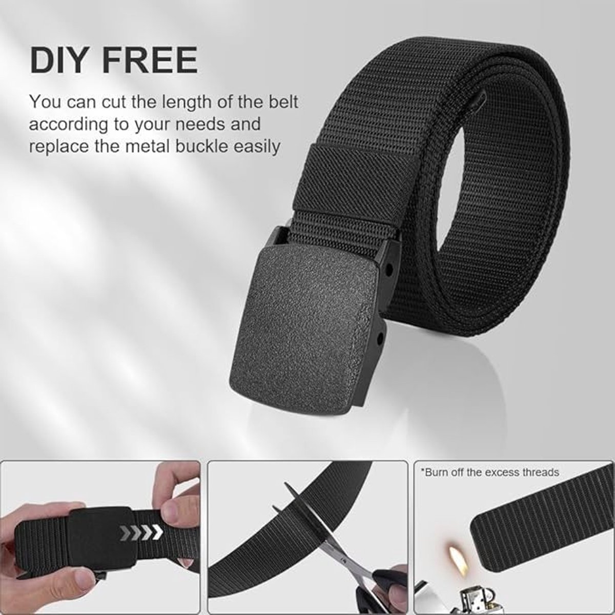 Hypoallergene Metalfree Gevlochten Riem van 130 cm in Zwart en Grijs, Duurzaam en Comfortabel