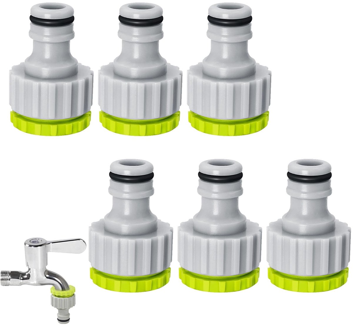 SolidKeus - Set van 6 Universele Kraanaansluitingen voor Tuinslangen