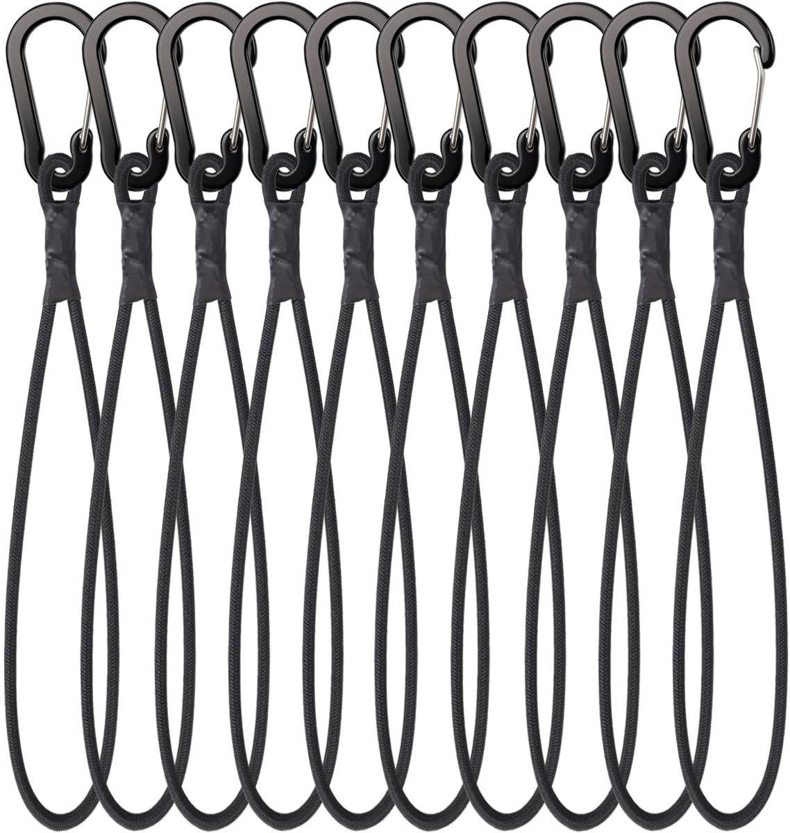 SolidKeus - Set van 10 Elastische Spanbanden met Karabijnhaak 30 cm