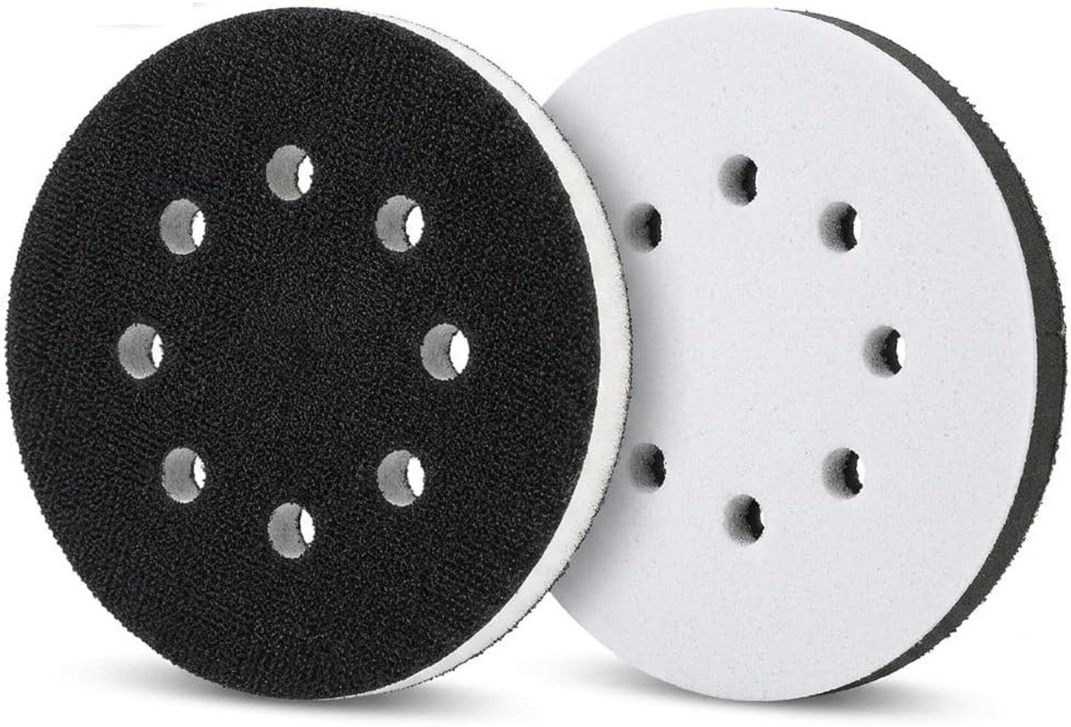 Interface-buffers van zacht schuim, 125 mm, 8 gaten, voor polijstpads en schuurschijven, ideaal voor professioneel gebruik en optimale afwerking