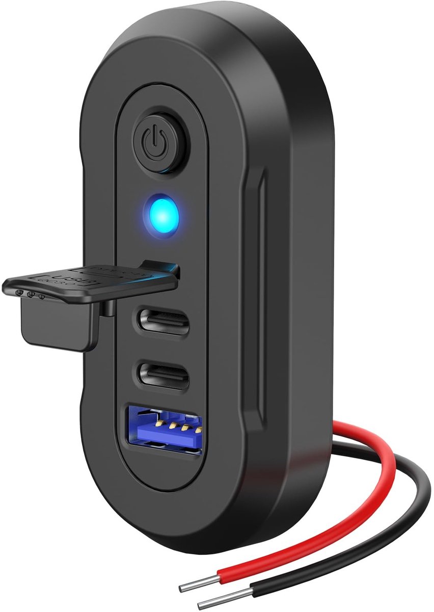 Omgoods - 12V USB Jack met 3 Poorten en Snellader voor Auto