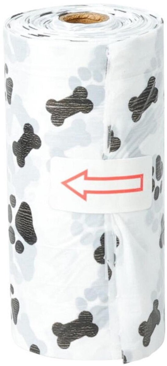 Dogs Collection Hondenpoep zakjes - 60x stuks - wit/zwart - hondenuitlaat drollen opruimen zakjes