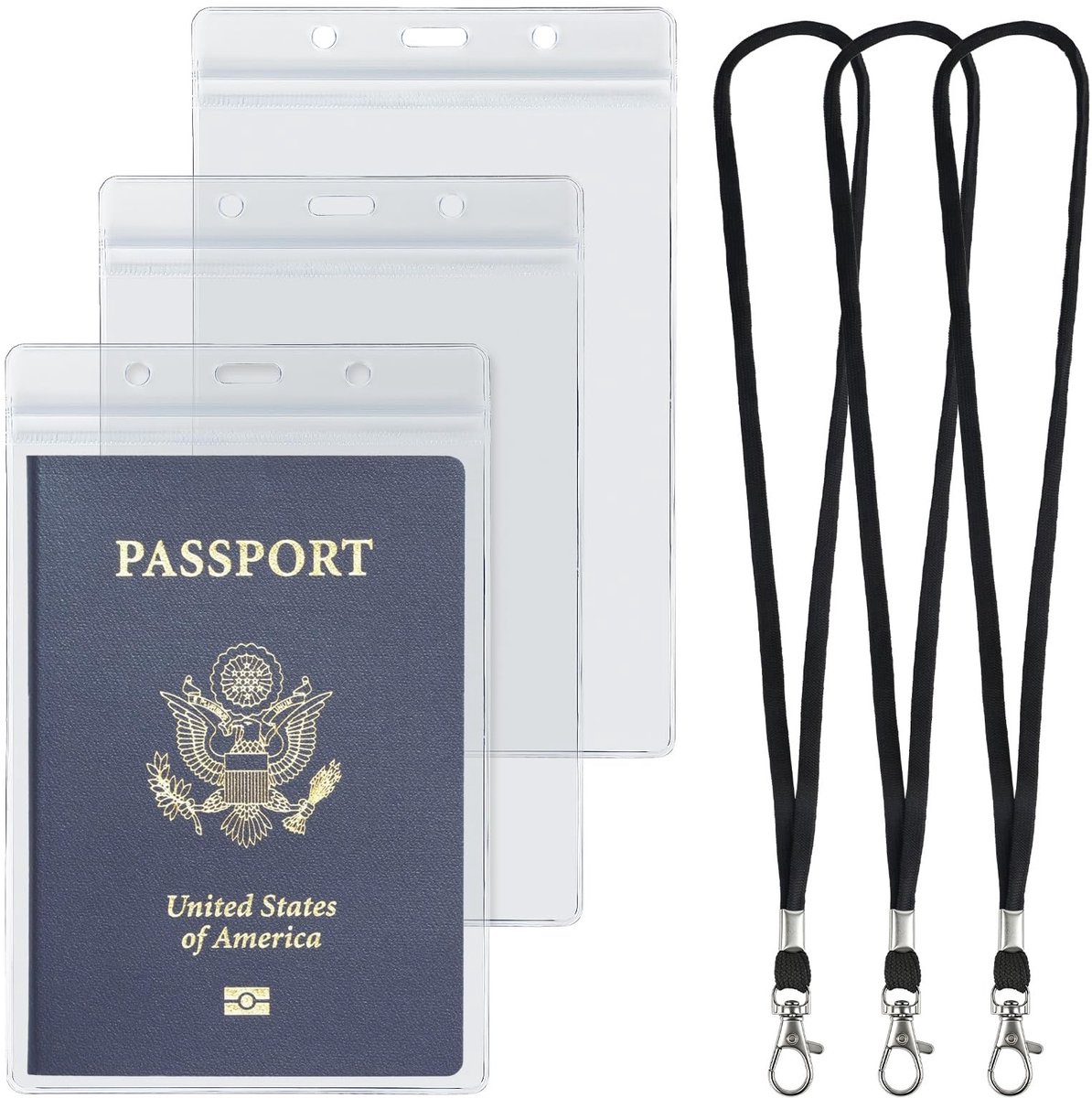 Omgoods - Set van 3 Extra Grote Paspoorthoezen van Waterdicht PVC