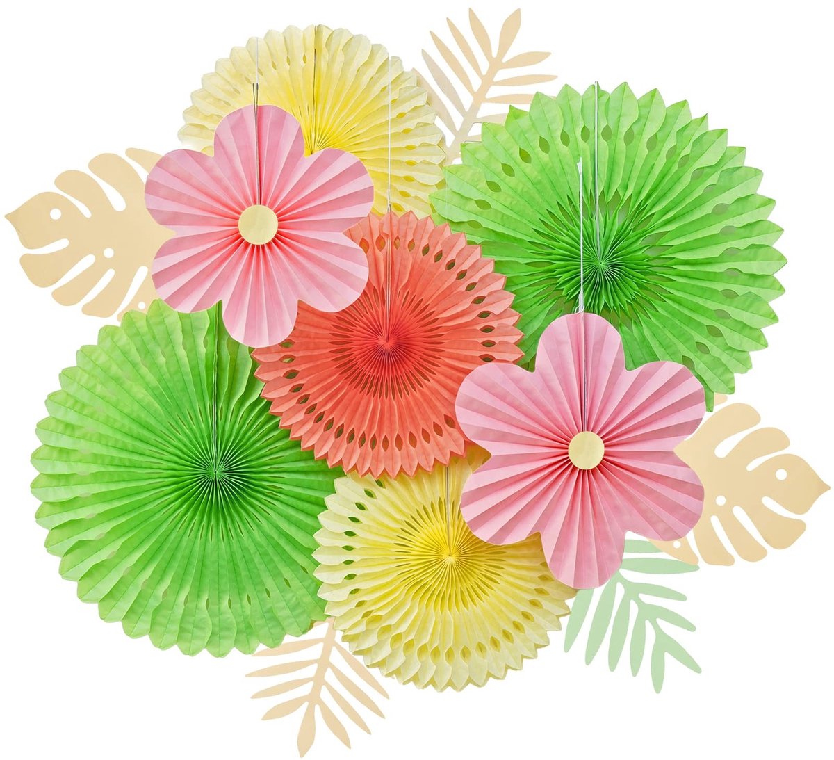 Omgoods - 12 Stuks Papieren Ventilatoren voor Feestdecoratie
