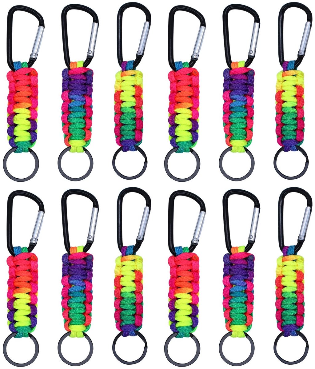 Omgoods - Set van 12 Paracord Sleutelhangers met Karabijnhaak