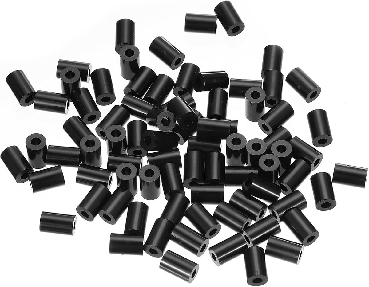 Zwarte ABS ID 3,2 mm, OD 7 mm, Lengte 11 mm, Nylon Ronde Spacer Washers, 240 Stks Plastic Standoff Rubber Moer Ongeschroefd voor M3 Schroeven Stopcontact Schakelaar Receptacle