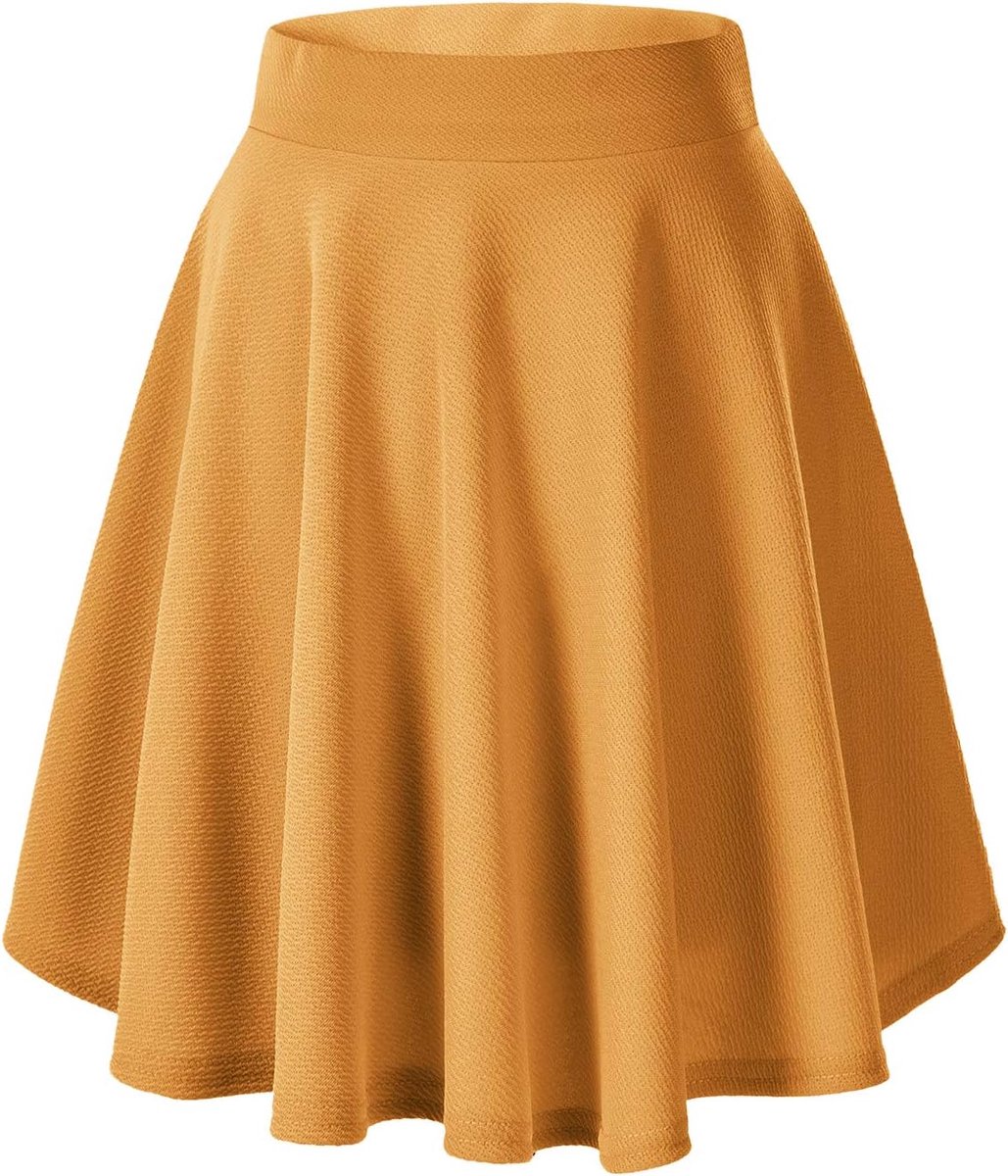 Elegante Elastische Taille Flared A-lijn Midi Rok Basic Uniform Geplooide Skater Rokken