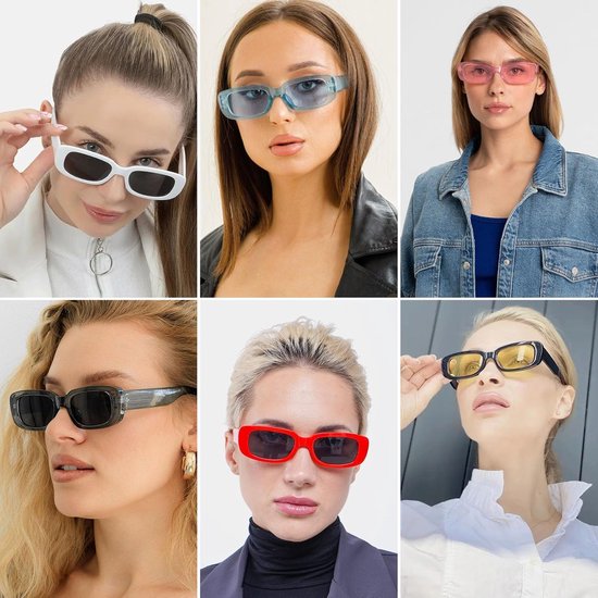Zonnebrillen UV400 voor dames - Jaren 90 retro trendy zonnebrilset, partybrilset, trendy bril, retro, hippie, zonnebril, vierkante bril voor dames — afbeelding 3