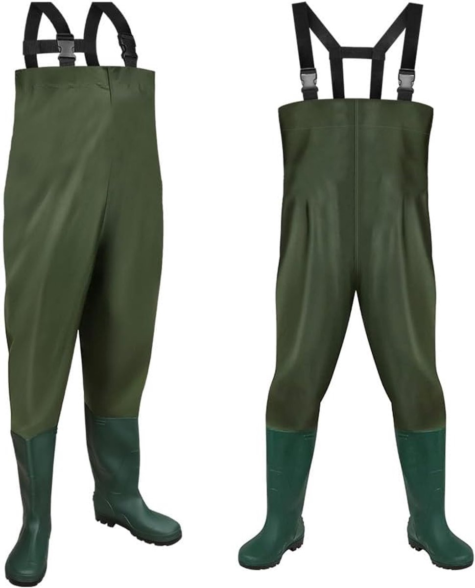 Waadbroek voor heren met rubberen laarzen, waterdichte en ademende visbroek, verschillende maatopties, jacht, vliegenvissen, watersport, boerderijkleur