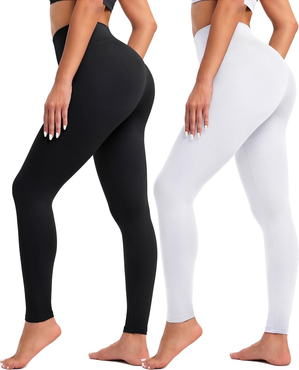 Leggings voor dames, hoge taille, zachte sportbroek voor dames, lange elastische legging voor yoga, pilates, vrije tijd, dagelijks gebruik (S-5XL)