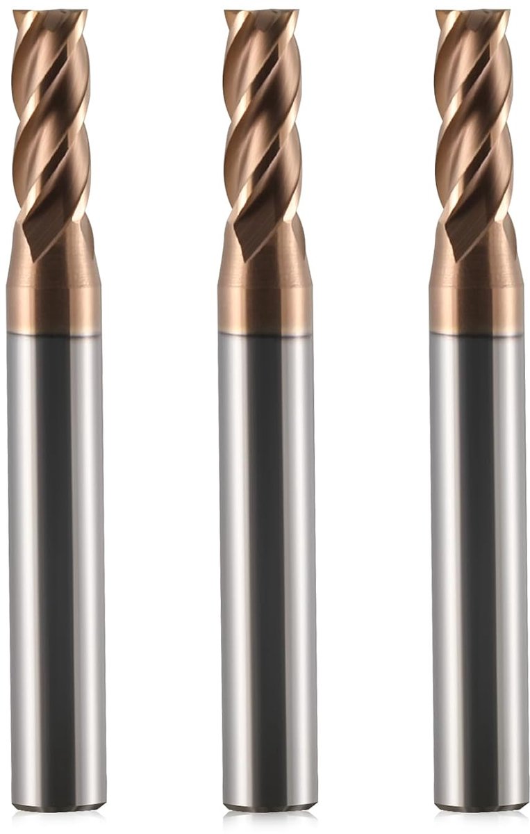 3-delige VHM radiusfrees, kogelkopfrees, 4 tanden, AlTiN-coating HRC 55, hardmetalen kogelkopfrees, CNC-graveerfrees voor metaal (4 mm)