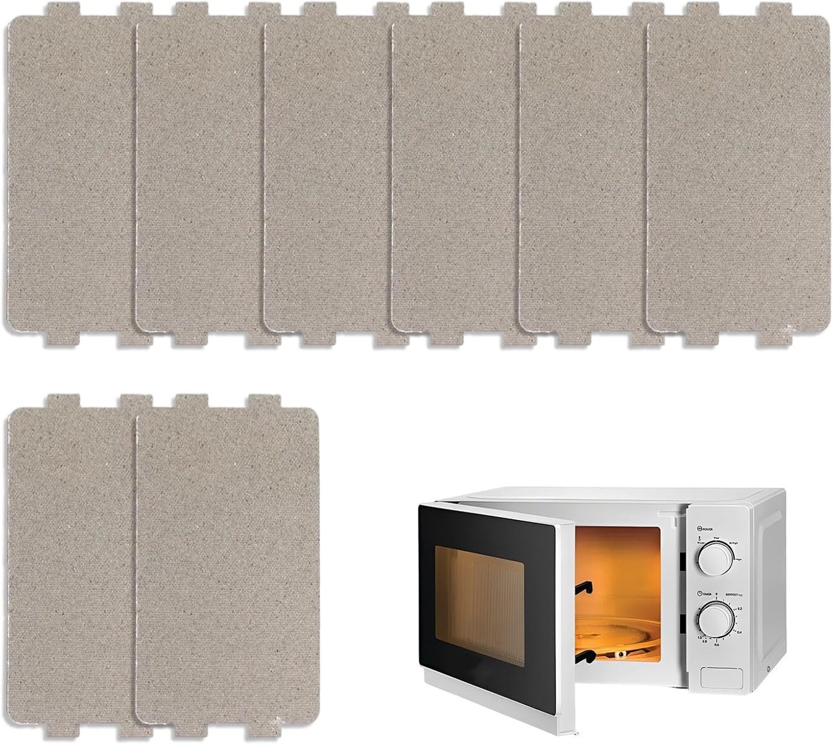 Micapilplaten voor universele magnetrons, micapplaat 6,5 x 11,5 cm, micapplaten voor magnetron, bescherming en hoogwaardige reserveonderdelen voor magnetron, warmte-isolatie-accessoires