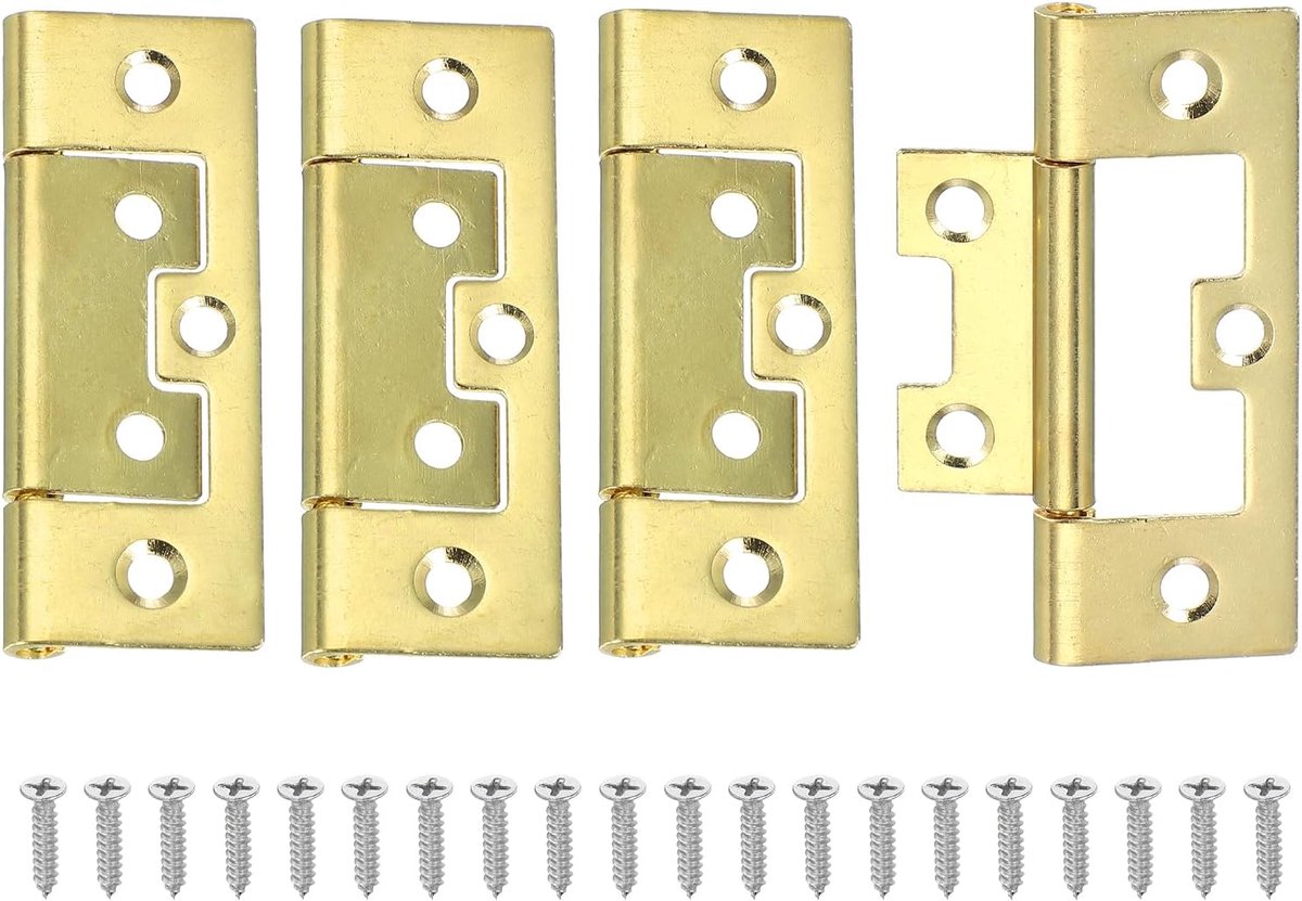 Scharnieren 63 cm x 2,5 cm (25 inch x 1 inch) Niet Inlaat Biversale Deurscharnieren Hoogwaardig Staal Gekleurde Kastscharnieren Met M4 Schroeven Voor Badkamer Venster Goud