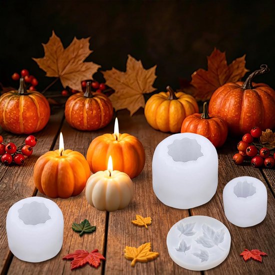 Mal herfstpompoen, siliconen vorm voor doe-het-zelf kaarsen, zeep, handwerk (A) - Herfstdesign, hars, doe-het-zelf, Thanksgiving, knutselen, multifunctioneel — afbeelding 2