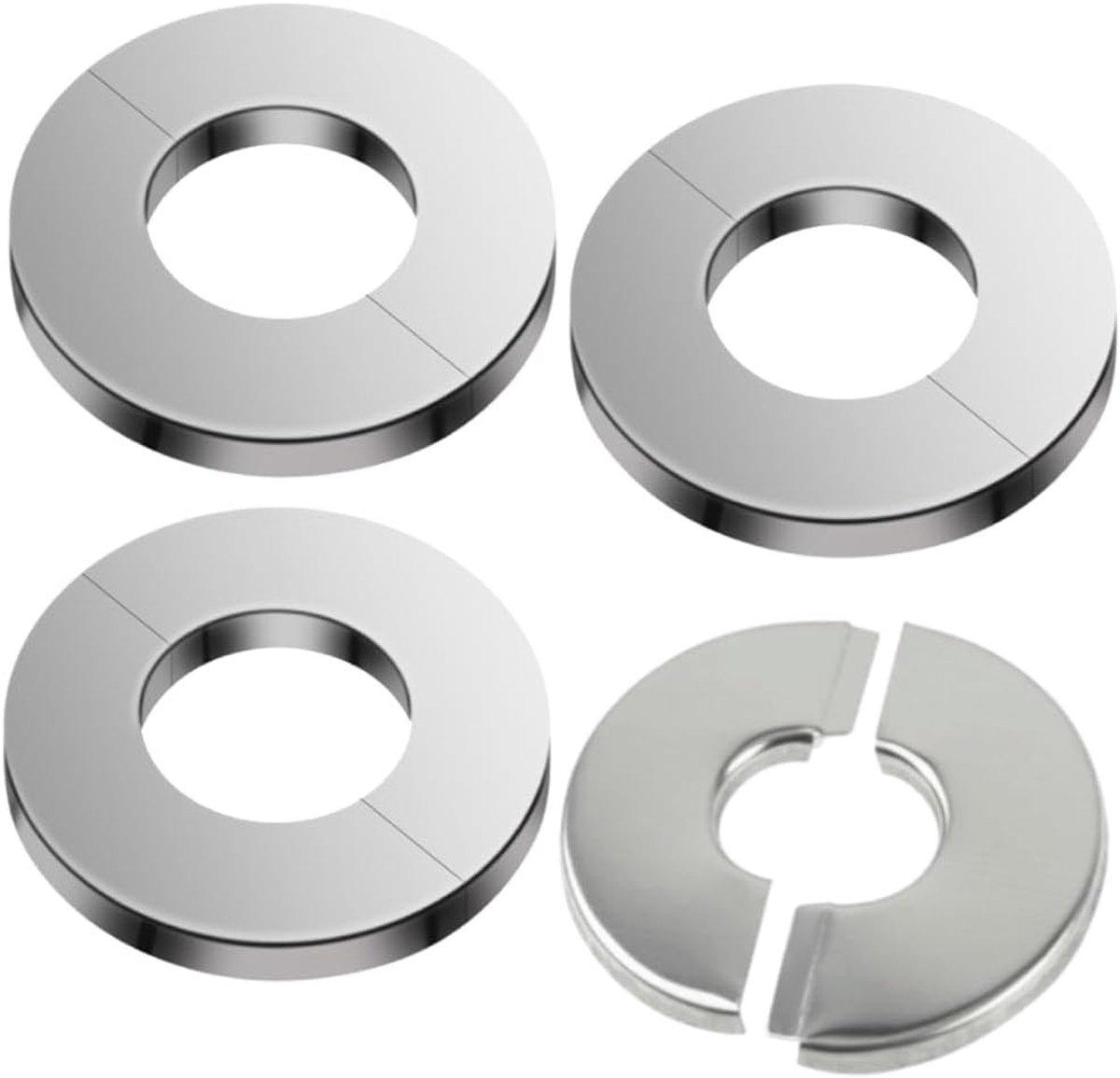 4 stuks Muur Split Flens, RVS Pijp Rozet Plaat Zelfklevende Badkamer Pijpkragen voor Radiator Kraan Afvoerpijp - 28mm