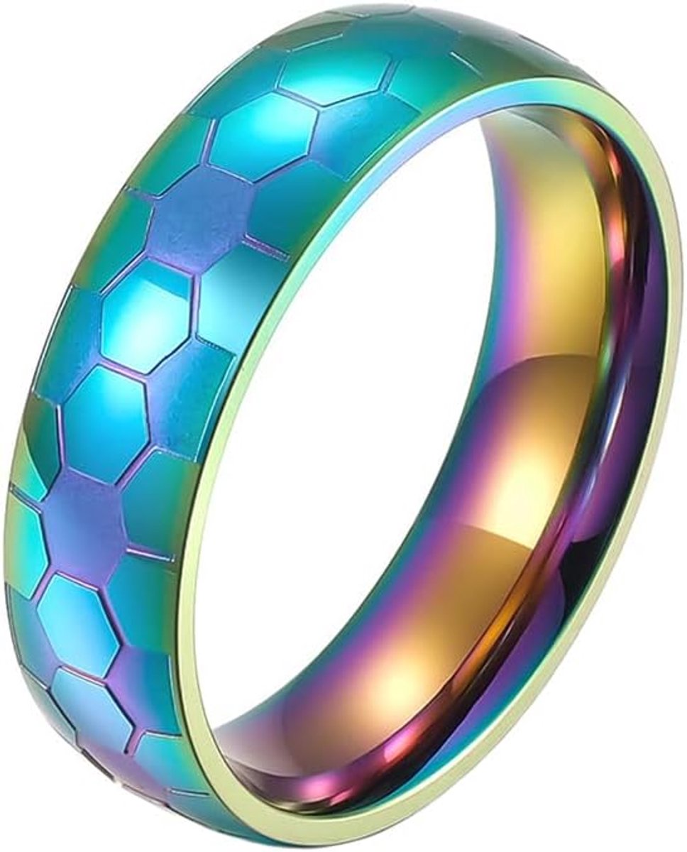 Womens roestvrij staal 6mm hiphop voetbal effen bruiloft verklaring ring, metaal, Metaal